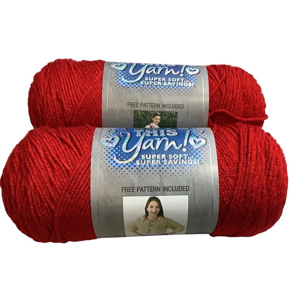 (2) Hobby Lobby I Love This Yarn Super Soft 355 Yard Red Crochet Kitting